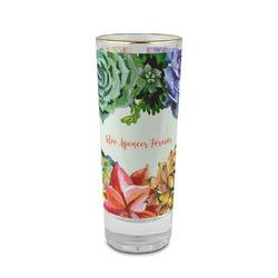 Succulents 2 oz Shot Glass -  Glass with Gold Rim - Single (Personalized)