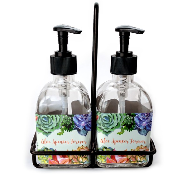 Custom Succulents Glass Soap & Lotion Bottle Set (Personalized)