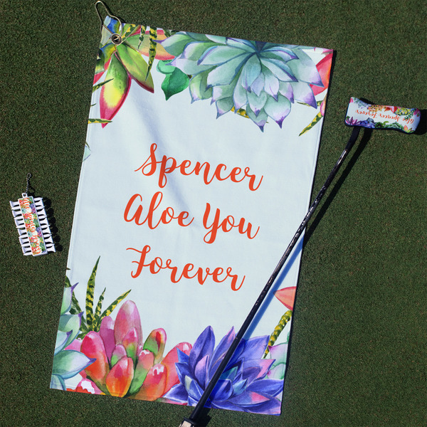 Custom Succulents Golf Towel Gift Set (Personalized)