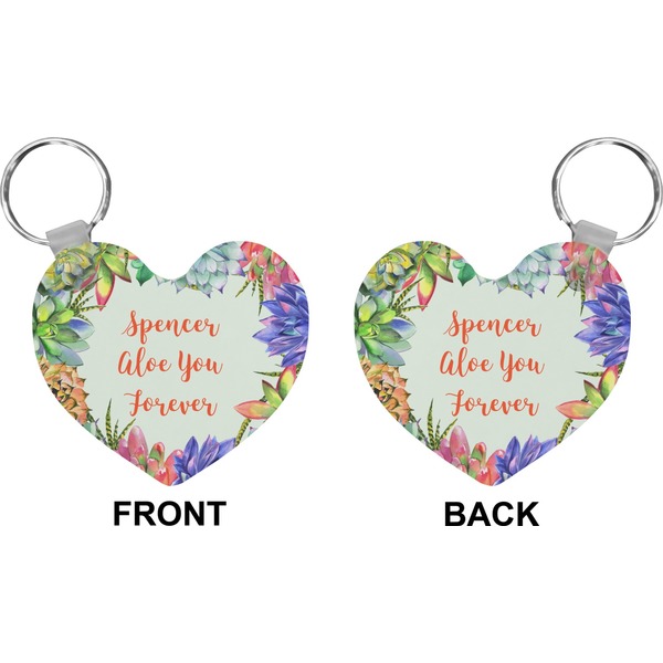 Succulents Heart Keychain (Front + Back)