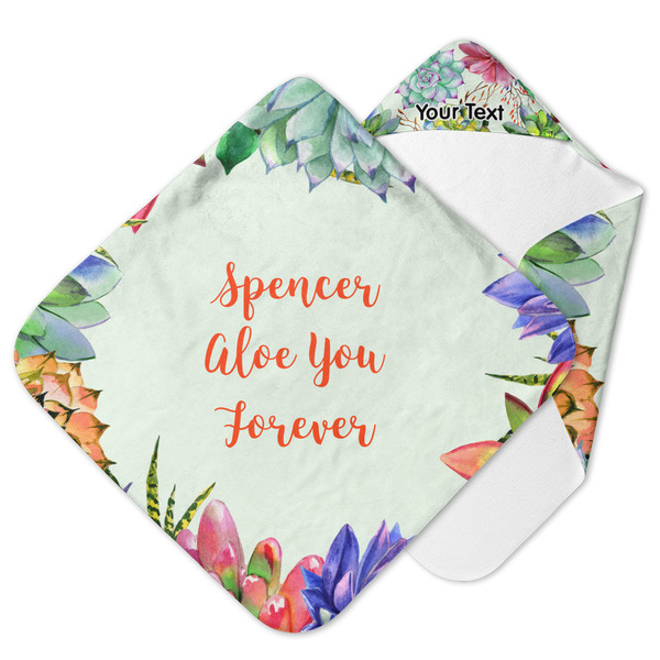 Custom Succulents Hooded Baby Towel (Personalized)