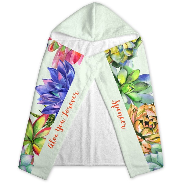 Succulents Hooded Towel - Folded