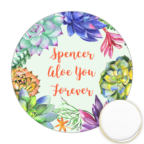 Custom Succulents Printed Cookie Topper - Round (Personalized)