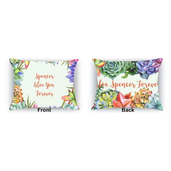 Succulents Indoor Rectangular Burlap Pillow (Front and Back)