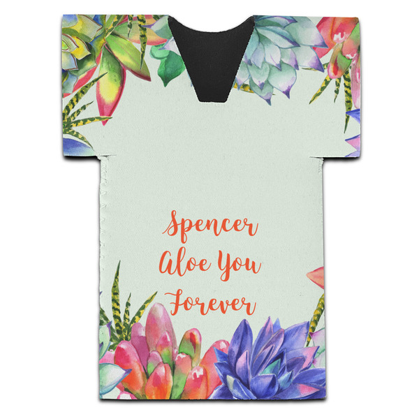 Succulents Jersey Bottle Cooler - Set of 4 - FRONT (flat)