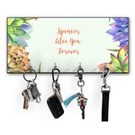 Succulents Key Hanger w/ 4 Hooks w/ Name or Text