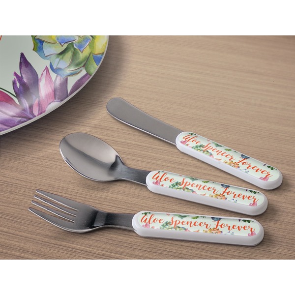 Succulents Kids Flatware w/ Plate