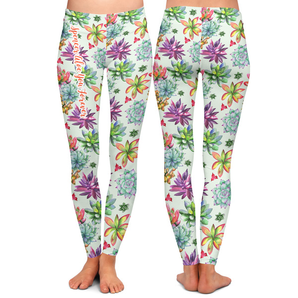 Succulents Ladies Leggings - Front and Back