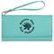 Succulents Ladies Wallet - Leather - Teal - Front View