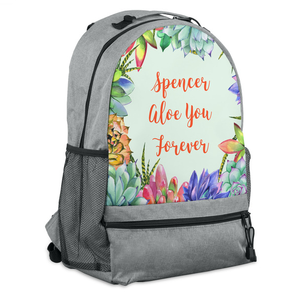 Custom Succulents Backpack - Grey (Personalized)