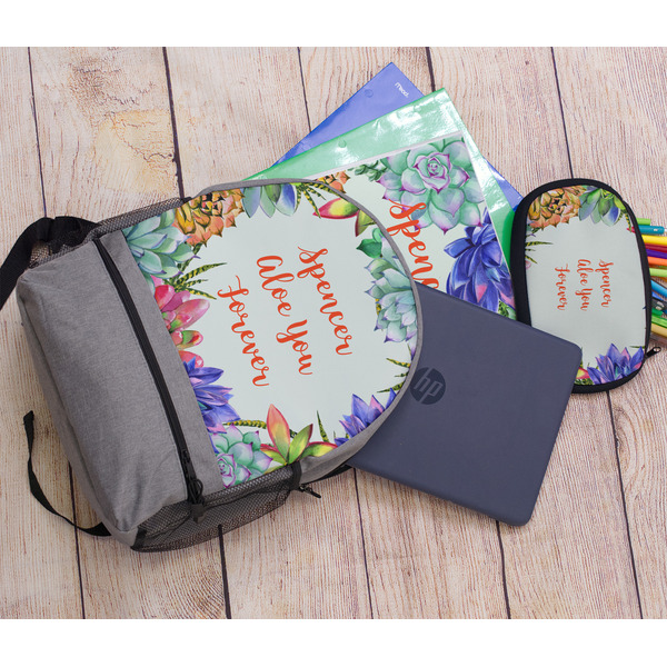 Succulents Large Backpack - Gray - With Stuff