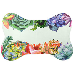 Succulents Bone Shaped Dog Food Mat (Personalized)