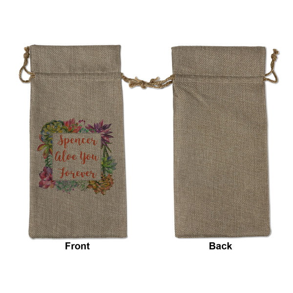 Succulents Large Burlap Gift Bags - Front Approval