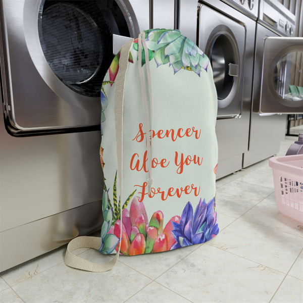 Succulents Large Laundry Bag - In Context
