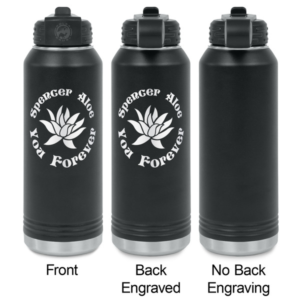 Succulents Laser Engraved Water Bottles - 2 Styles - Front & Back View