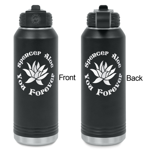 Succulents Laser Engraved Water Bottles - Front & Back Engraving - Front & Back View