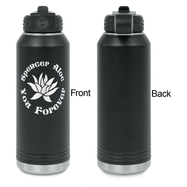 Succulents Laser Engraved Water Bottles - Front Engraving - Front & Back View