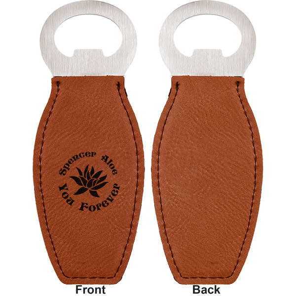 Succulents Leather Bar Bottle Opener - Front and Back (single sided)