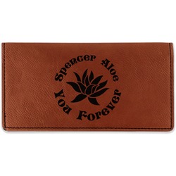 Succulents Leatherette Checkbook Holder - Single Sided (Personalized)