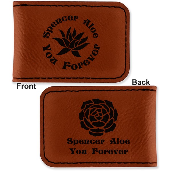 Succulents Leatherette Magnetic Money Clip - Front and Back