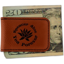 Succulents Leatherette Magnetic Money Clip - Single Sided (Personalized)
