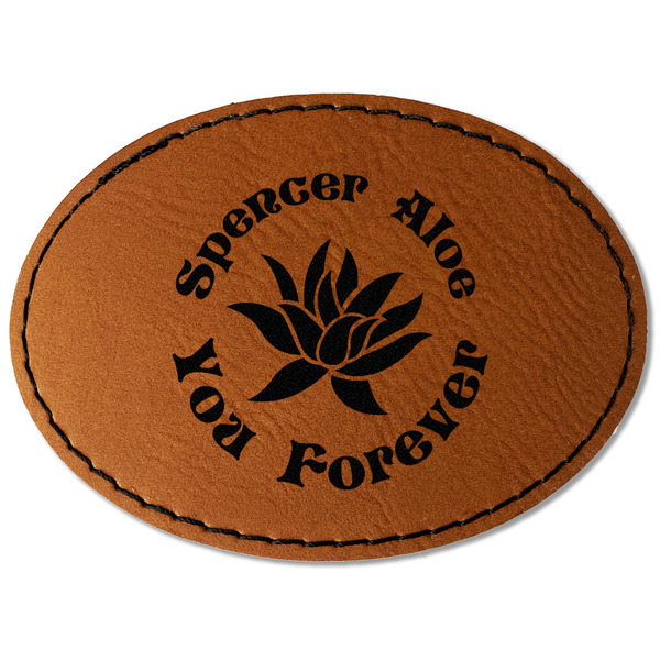 Custom Succulents Faux Leather Iron On Patch - Oval (Personalized)