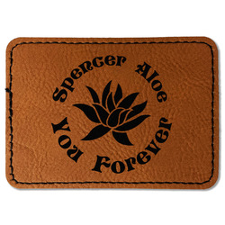 Succulents Faux Leather Iron On Patch - Rectangle (Personalized)