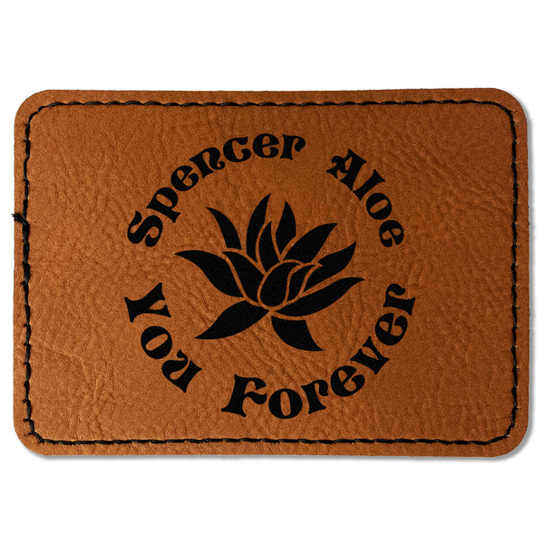 Custom Succulents Faux Leather Iron On Patch - Rectangle (Personalized)
