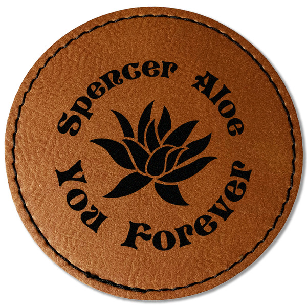 Custom Succulents Faux Leather Iron On Patch - Round (Personalized)