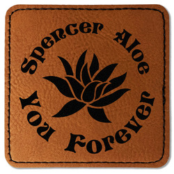 Succulents Faux Leather Iron On Patch - Square (Personalized)