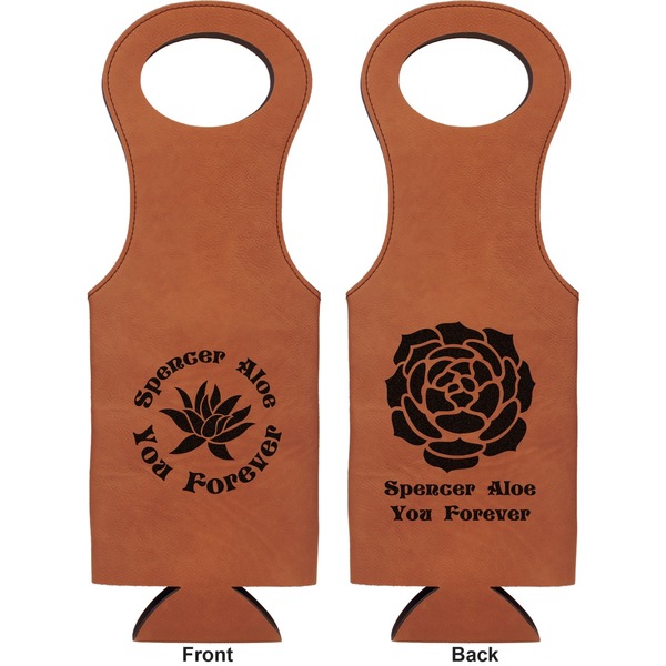 Succulents Leatherette Wine Tote Double Sided - Front and Back
