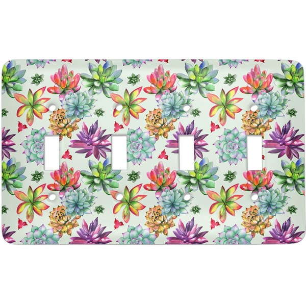 Custom Succulents Light Switch Cover (4 Toggle Plate)