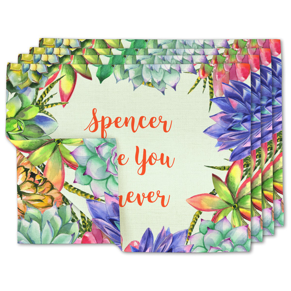 Custom Succulents Linen Placemat w/ Name or Text
