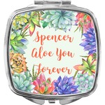 Succulents Compact Makeup Mirror (Personalized)