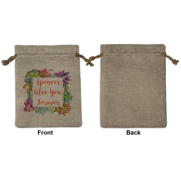 Succulents Medium Burlap Gift Bag - Front Approval