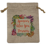 Succulents Medium Burlap Gift Bag - Front (Personalized)