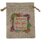 Succulents Medium Burlap Gift Bag - Front (Personalized)