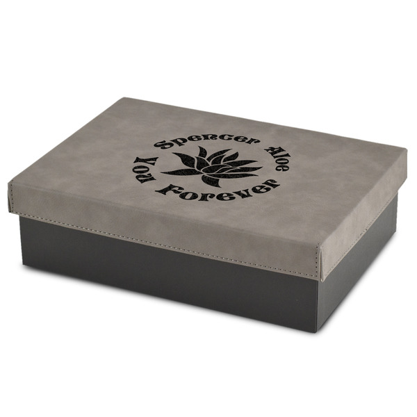 Custom Succulents Medium Gift Box w/ Engraved Leather Lid (Personalized)