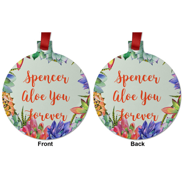 Succulents Metal Ball Ornament - Front and Back