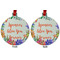 Succulents Metal Ball Ornament - Front and Back