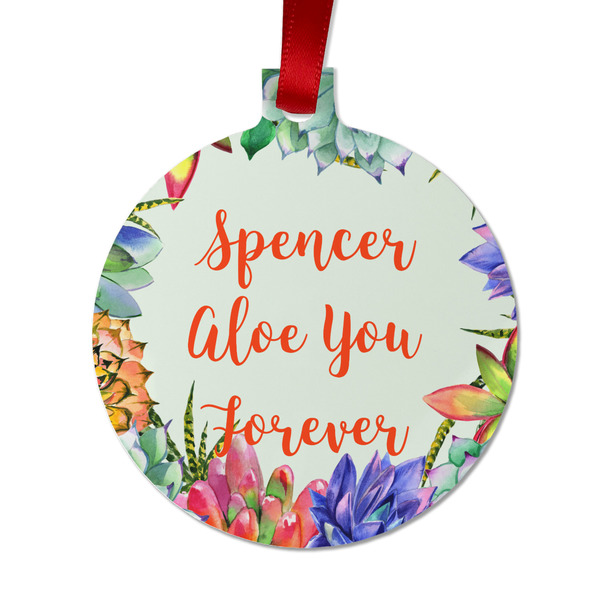 Custom Succulents Metal Ball Ornament - Double Sided w/ Name or Text