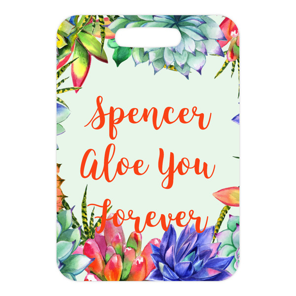 Succulents Metal Luggage Tag - Front Without Strap