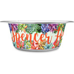 Succulents Stainless Steel Dog Bowl - Small (Personalized)