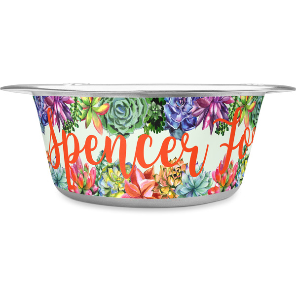 Custom Succulents Stainless Steel Dog Bowl - Medium (Personalized)