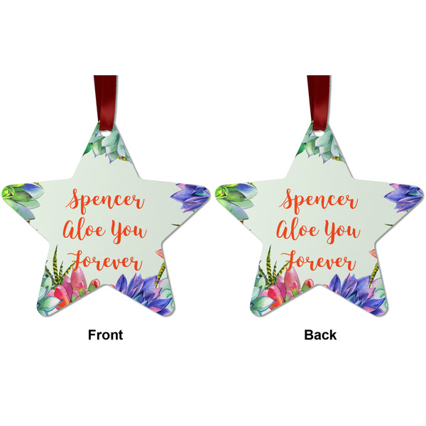 Succulents Metal Star Ornament - Front and Back