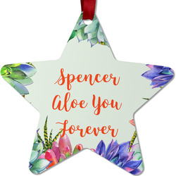 Succulents Metal Star Ornament - Double Sided w/ Name or Text