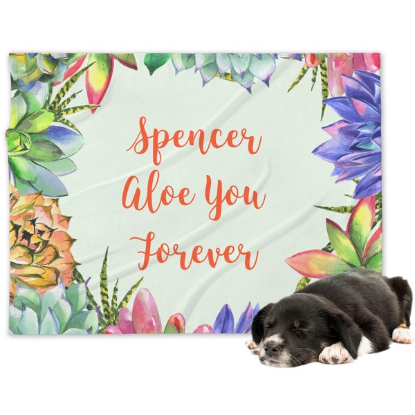 Custom Succulents Dog Blanket (Personalized)