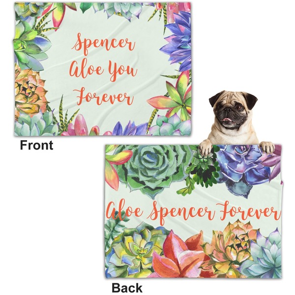 Succulents Microfleece Dog Blanket - Regular - Front & Back