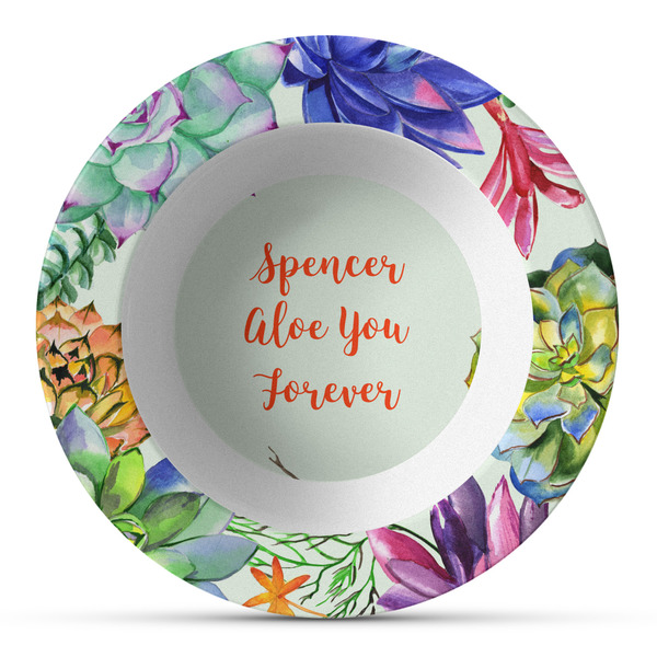 Custom Succulents Plastic Bowl - Microwave Safe - Composite Polymer (Personalized)