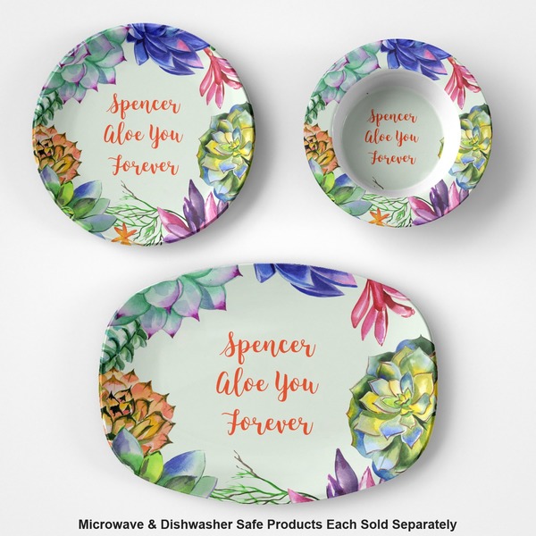 Succulents Microwave & Dishwasher Safe CP Plastic Dishware - Group